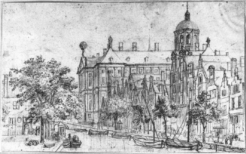 BERCKHEYDE, Gerrit Adriaensz. Amsterdam, the Nieuwezijds near the Bloemmarkt ffd oil painting image